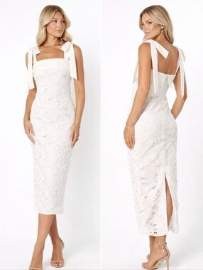 Petal & Pup White Floral Lace Midi Dress